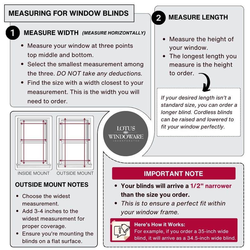 LOTUS & WINDOWARE Cordless Mini Blind, 1" Vinyl Slats, 19" Wide x 64" Long - White, Window Blinds for Home and Office, Interior Door Blinds - Light Filtering - Image 5